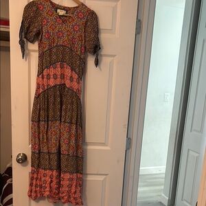 Maeve Orange Brown Puff Sleeve Sundress